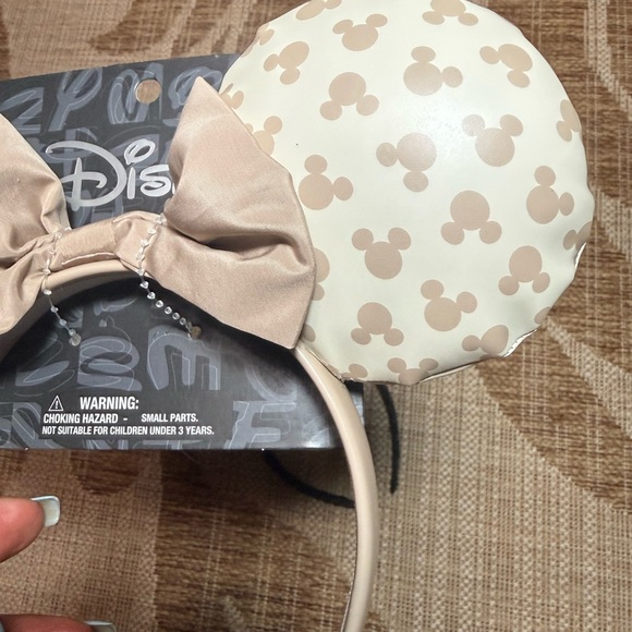 DISNEY EARS - 2 pieces! Black/silver and Tan/white Mickey Mouse Disneyworld NEW - Picture 4 of 6
